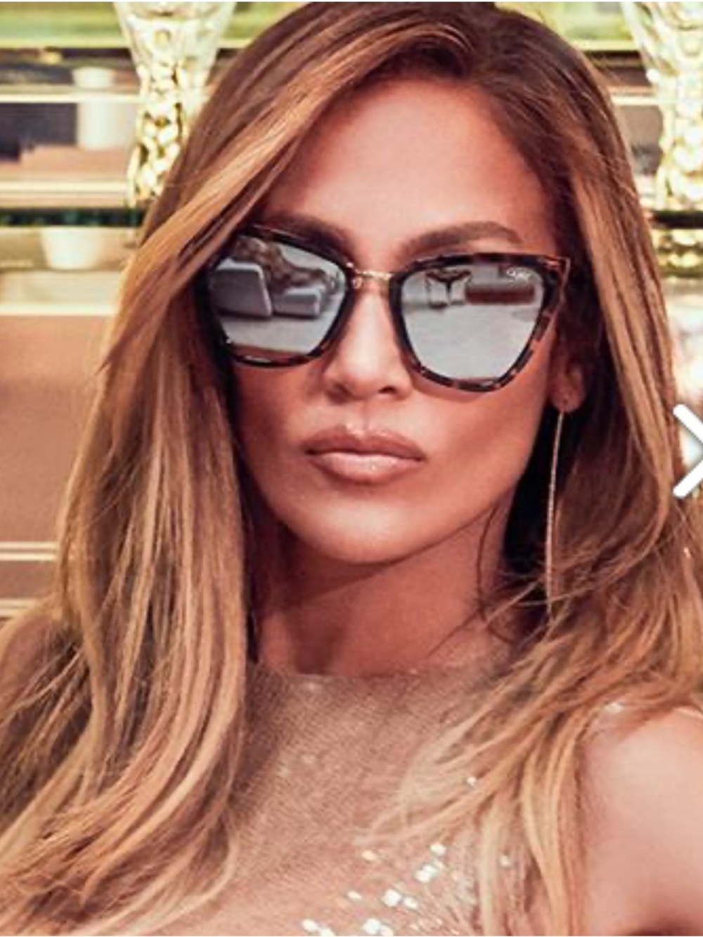 JLo x Quay Australia Reina Mini Tortoise Frame Mirror Lens Cat Eye Sunglasses